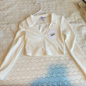 Princess Polly white long sleeve! Ribbed elastic!